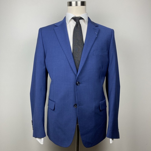 Calvin Klein Mens Skinny fit Suit Jacket Blazer 46R Blue‎ F01006